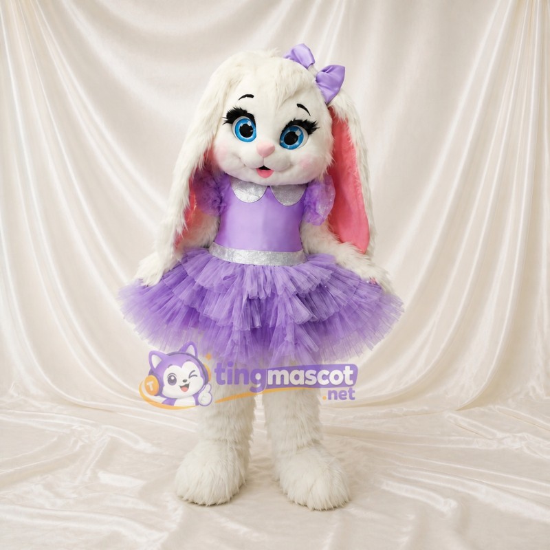 Lavender Ballerina Rabbit Mascot Costume Full Body for Adults Dance Events