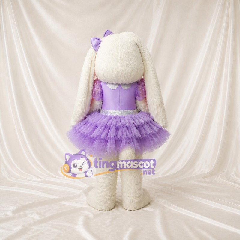 Lavender Ballerina Rabbit Mascot Costume Full Body for Adults Dance Events