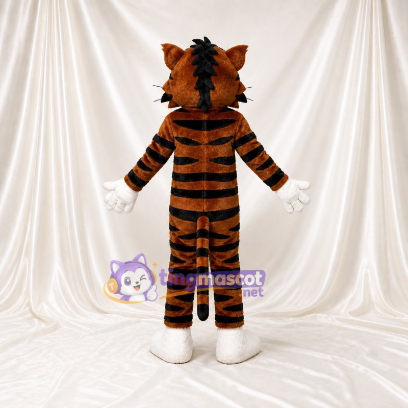 Cartoon Striped Tiger Mascot Costume Full Body for Adults Sports Events
