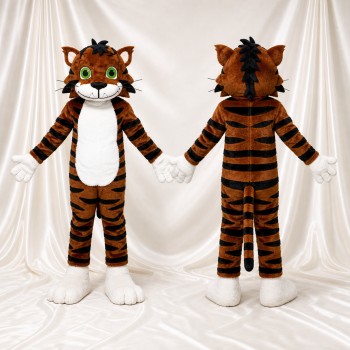 Cartoon Striped Tiger Mascot Costume Full Body for Adults Sports Events