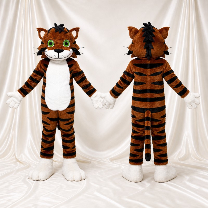 Cartoon Striped Tiger Mascot Costume Full Body for Adults Sports Events