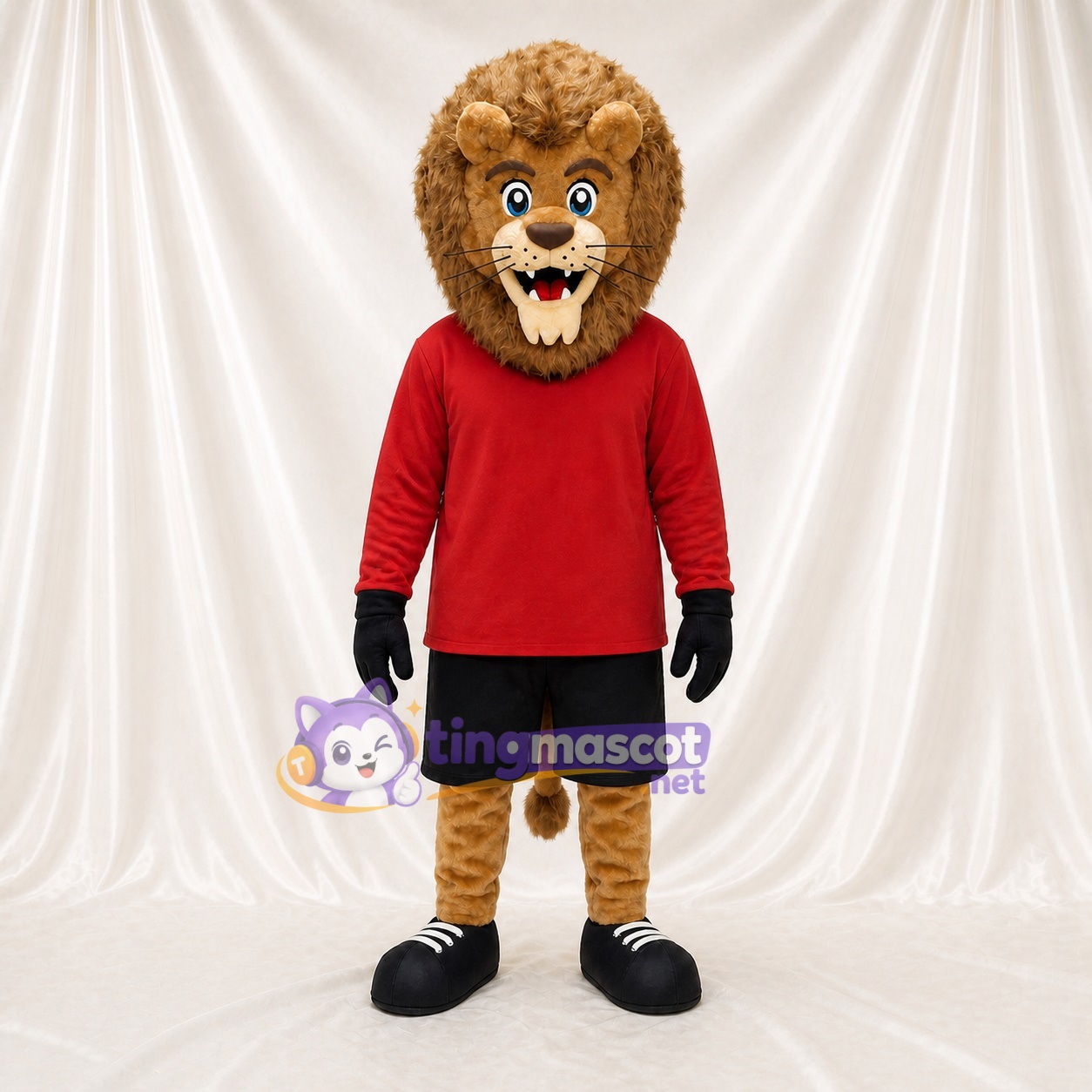 Athletic Tan Lion Mascot Costume Full Body for Adults Sports Events Athletic Tan Lion Mascot Costume Full Body for Adults Sports Events