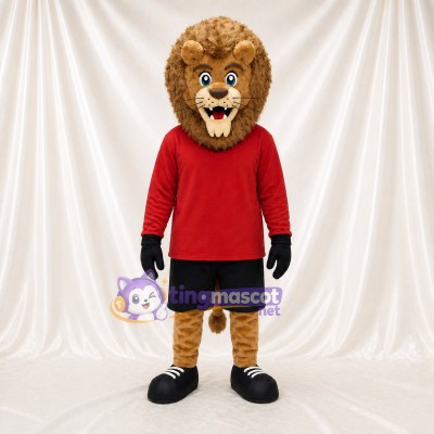 Athletic Tan Lion Mascot Costume Full Body for Adults Sports Events