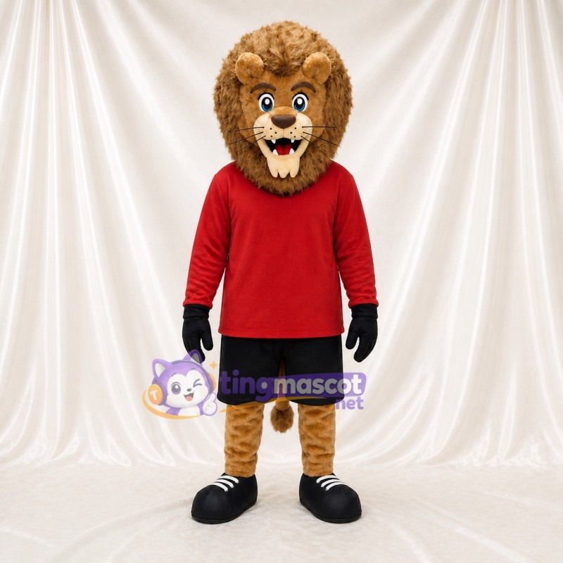 Athletic Tan Lion Mascot Costume Full Body for Adults Sports Events