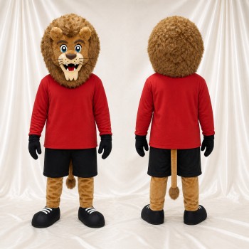 Athletic Tan Lion Mascot Costume Full Body for Adults Sports Events
