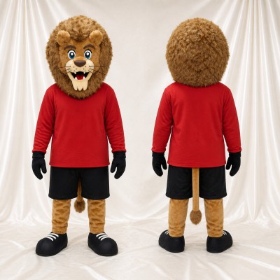 Athletic Tan Lion Mascot Costume Full Body for Adults Sports Events