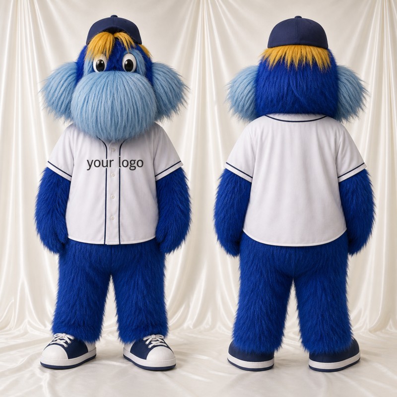 Monstre Hirsute Bleu Costume de mascotte intégral pour adultes Événements sportifs