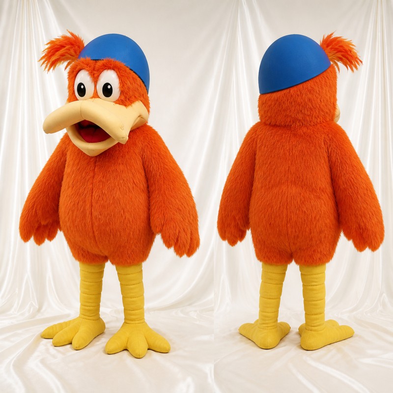 Orange-Ente Ganzkörper-Maskottchenkostüm für Erwachsene – Sportveranstaltungen