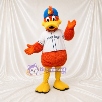 Costume de mascotte canard orange baseball intégral pour adultes – événements sportifs