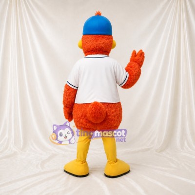 Orange-Baseball-Ente Ganzkörper-Maskottchenkostüm für Erwachsene – Sportveranstaltungen