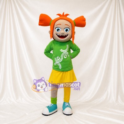 Orange Girl Character Mascot Costume Full Body for Adults School Events