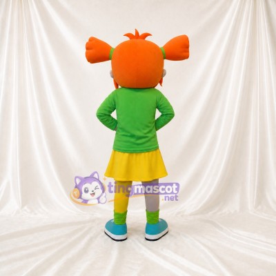 Orange Girl Character Mascot Costume Full Body for Adults School Events