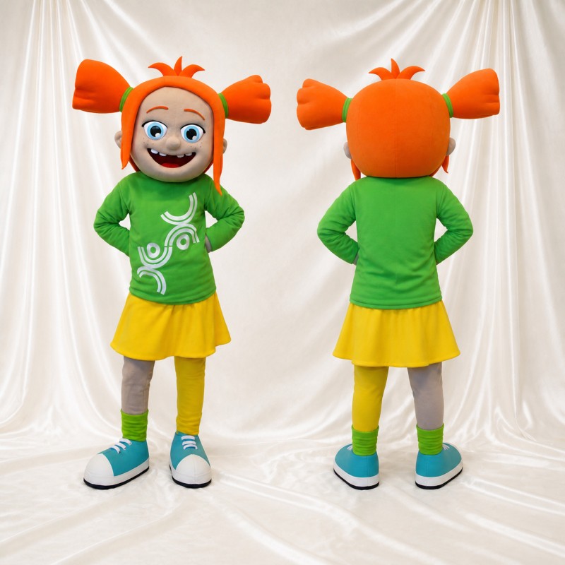 Orange Girl Character Mascot Costume Full Body for Adults School Events