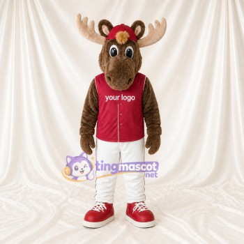 Athletic Red Moose Mascot Costume Full Body for Adults Sports Events