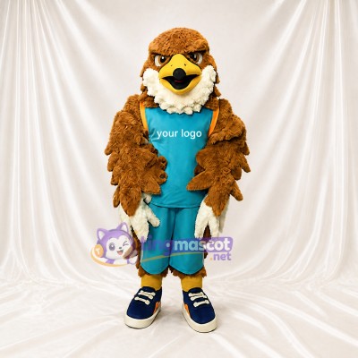 Sporty Brown Eagle Mascot Costume Full Body for Adults Sports Events