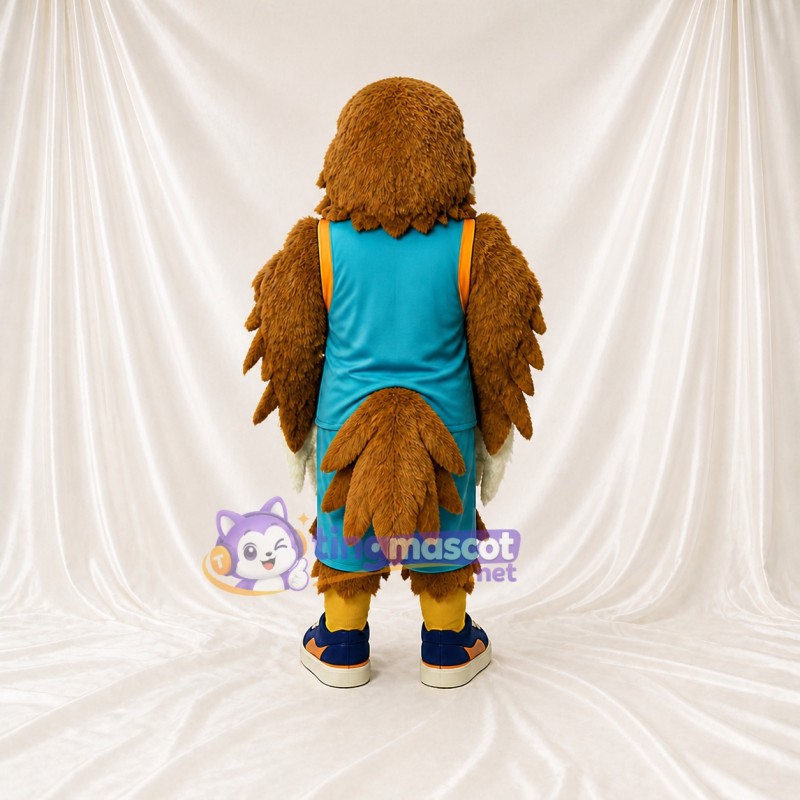 Sporty Brown Eagle Mascot Costume Full Body for Adults Sports Events