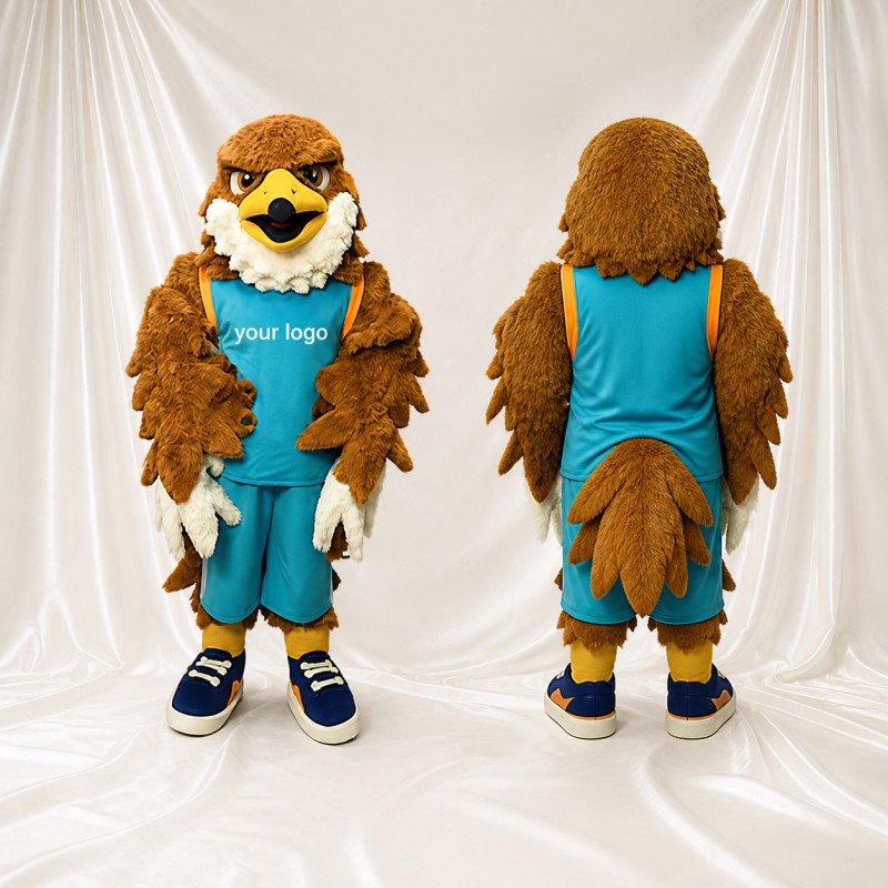 Sporty Brown Eagle Mascot Costume Full Body for Adults Sports Events