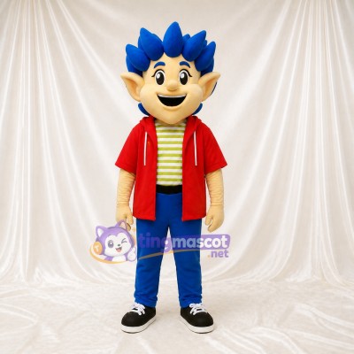 Blue Boy Character Mascot Costume Full Body for Adults School Events