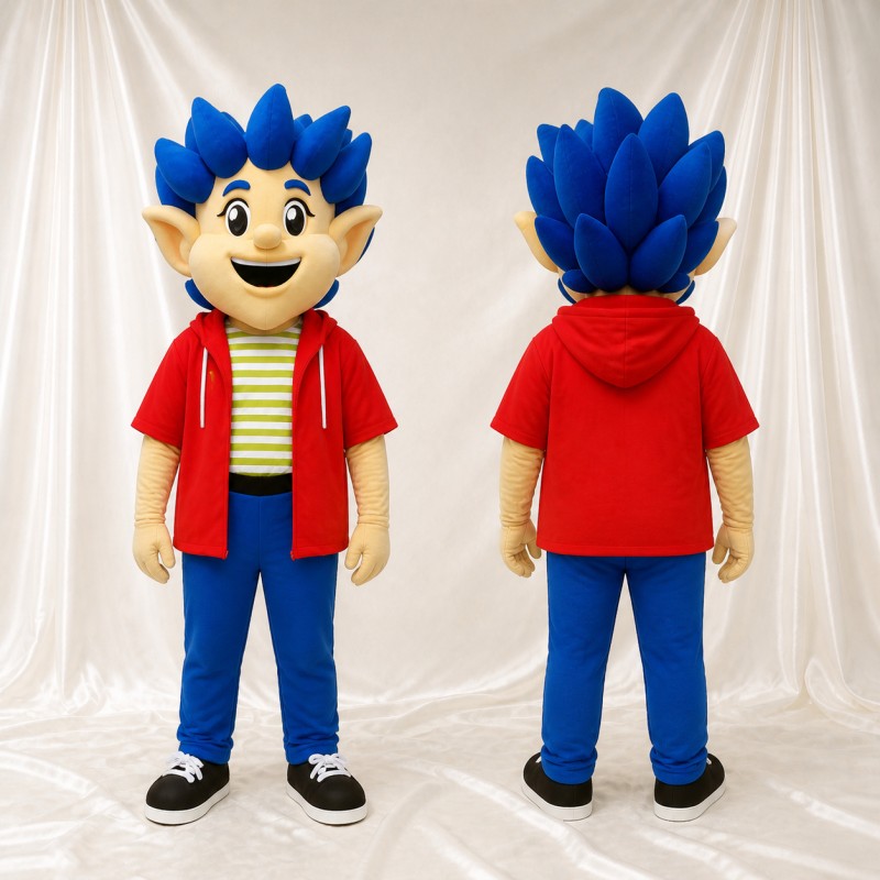 Blue Boy Character Mascot Costume Full Body for Adults School Events