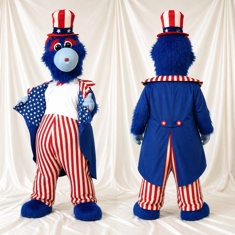 Patriotic Show Bear Mascot Costume Full Body for Adults Events