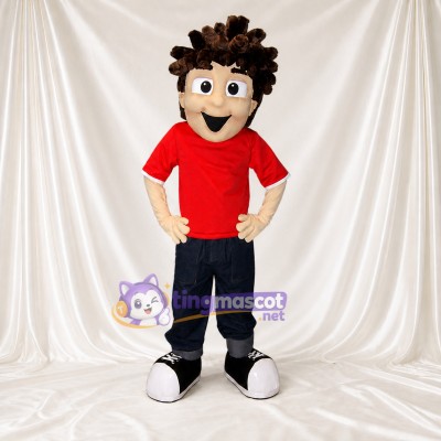 Red Boy Character Mascot Costume Full Body for Adults School Events