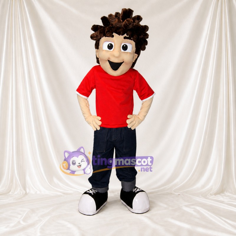 Red Boy Character Mascot Costume Full Body for Adults School Events