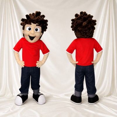 Red Boy Character Mascot Costume Full Body for Adults School Events