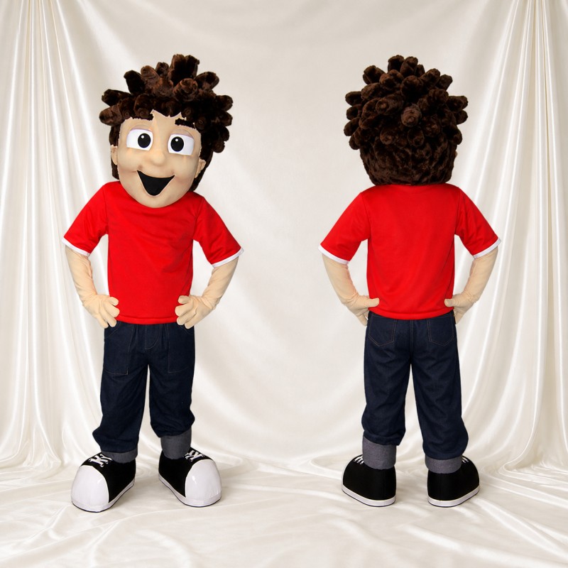 Red Boy Character Mascot Costume Full Body for Adults School Events