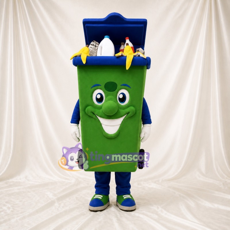 Trash Bin Mascot Costume Full Body for Adults School Events
