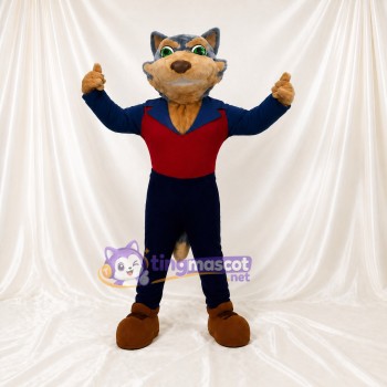 Costume de mascotte loup bleu marine intégral pour adultes – événements sportifs