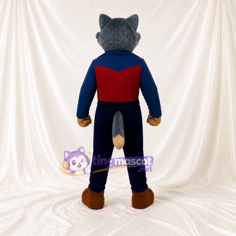 Costume de mascotte loup bleu marine intégral pour adultes – événements sportifs
