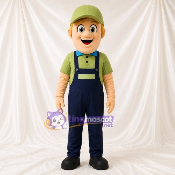Green Worker Character Mascot Costume Full Body for Adults School Events