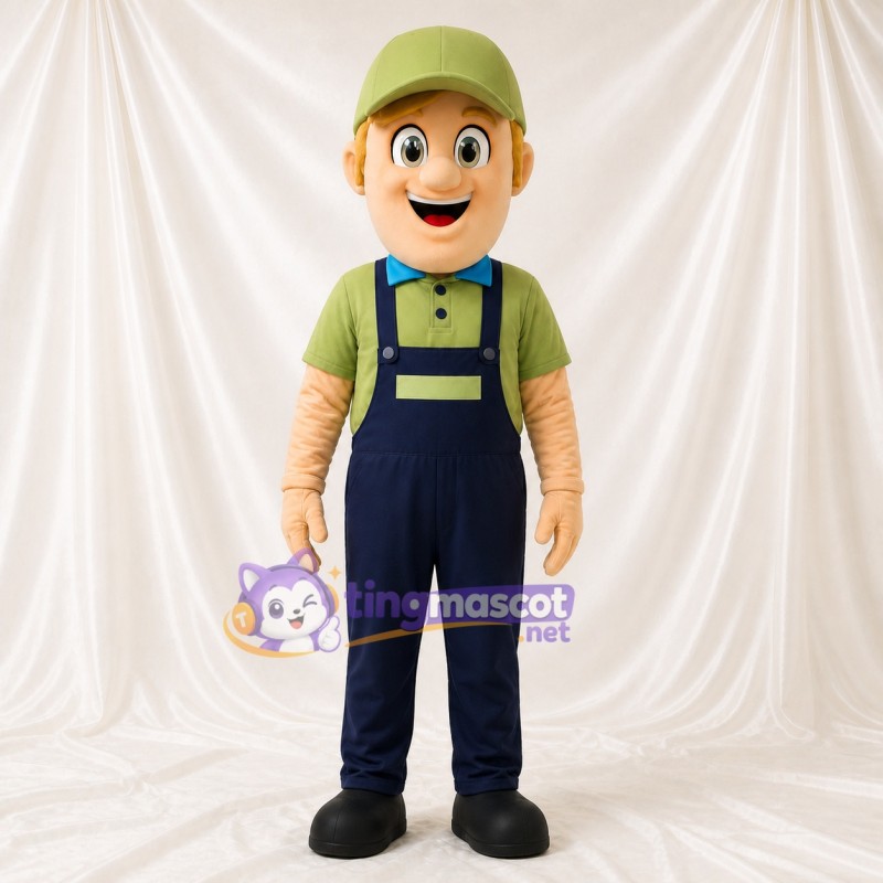 Green Worker Character Mascot Costume Full Body for Adults School Events