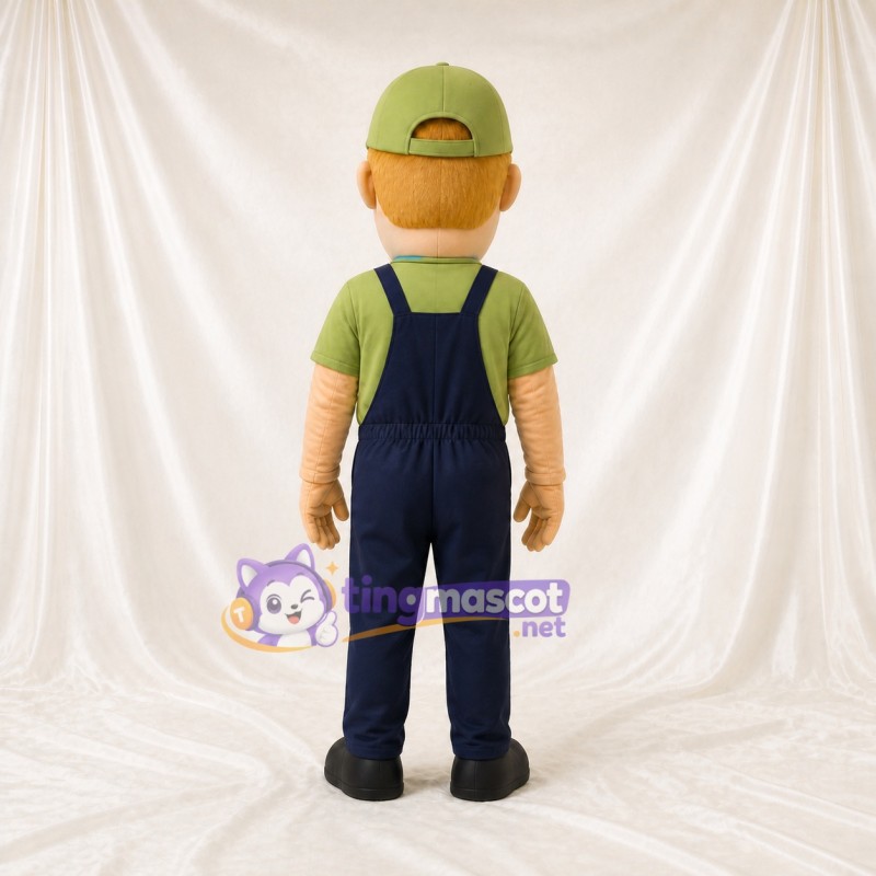 Green Worker Character Mascot Costume Full Body for Adults School Events