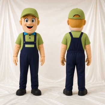 Green Worker Character Mascot Costume Full Body for Adults School Events