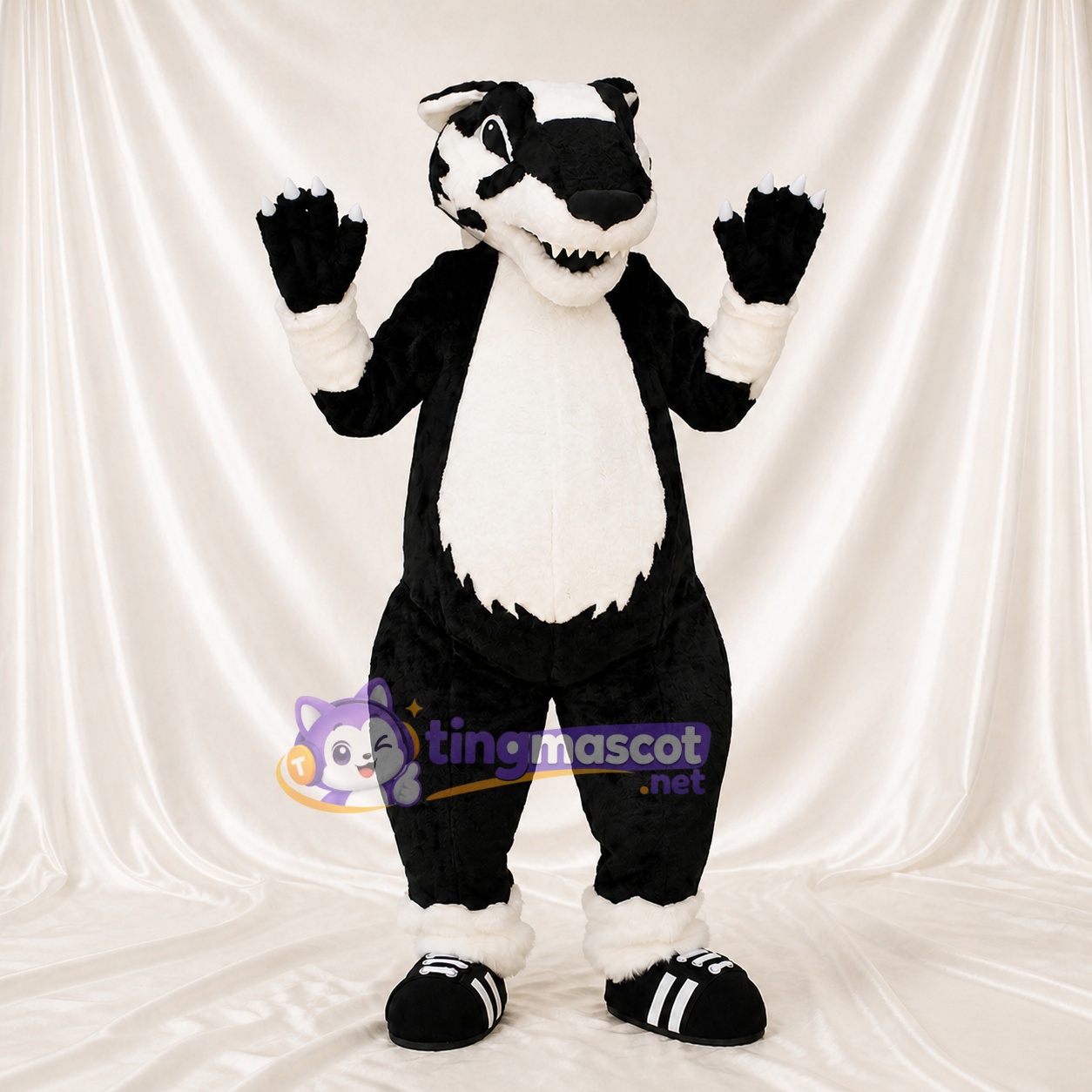 Costume de mascotte blaireau noir intégral pour adultes – événements scolaires Costume de mascotte blaireau noir intégral pour adultes – événements scolaires