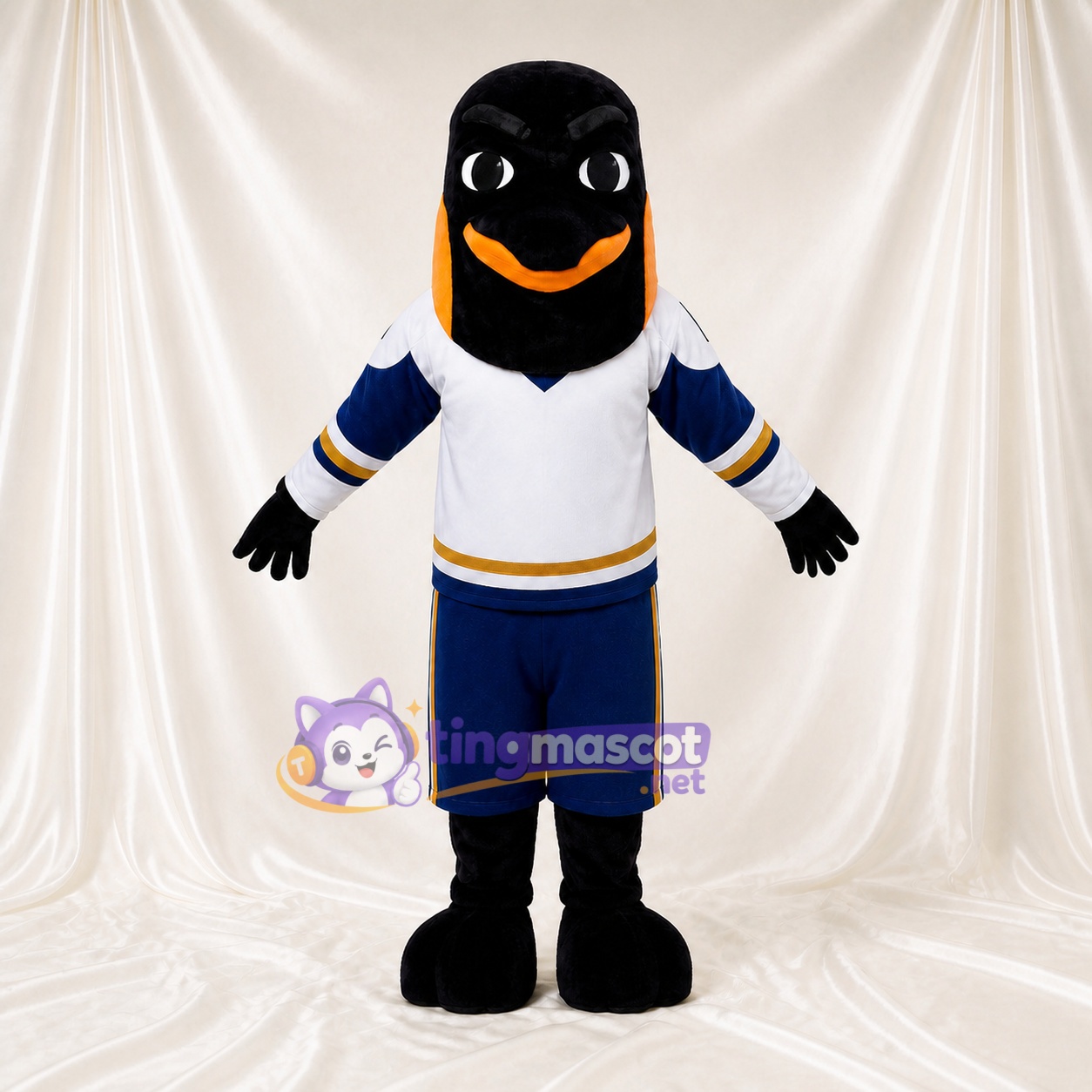 Athletic Black Bird Mascot Costume Full Body for Adults Sports Events Athletic Black Bird Mascot Costume Full Body for Adults Sports Events