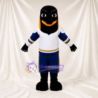 Athletic Black Bird Mascot Costume Full Body for Adults Sports Events