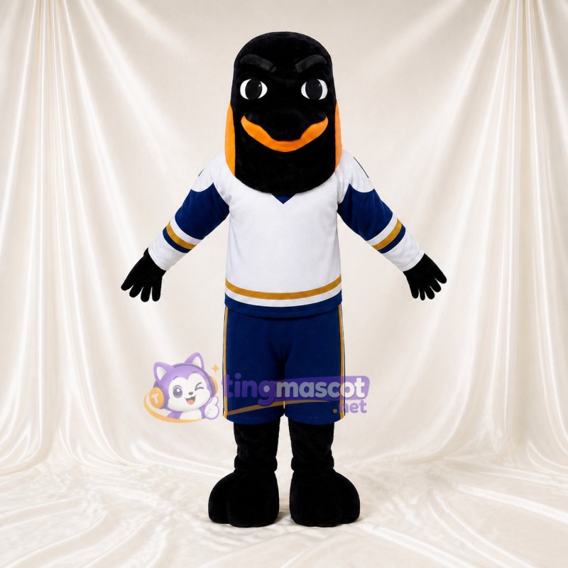 Athletic Black Bird Mascot Costume Full Body for Adults Sports Events