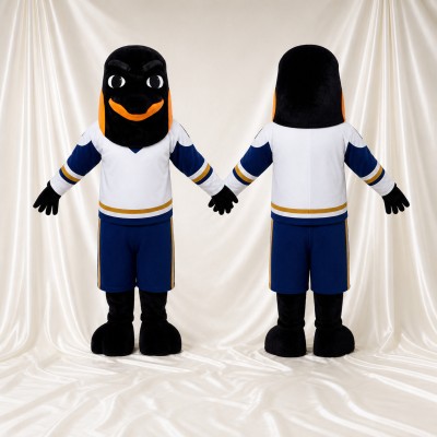 Athletic Black Bird Mascot Costume Full Body for Adults Sports Events