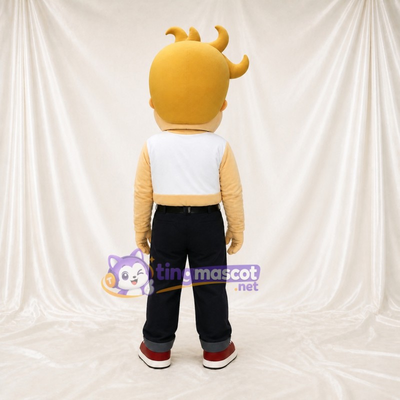 Blond Boy Character Mascot Costume Full Body for Adults Sports Events