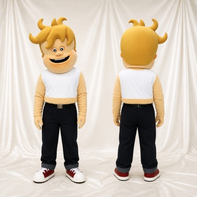 Blond Boy Character Mascot Costume Full Body for Adults Sports Events