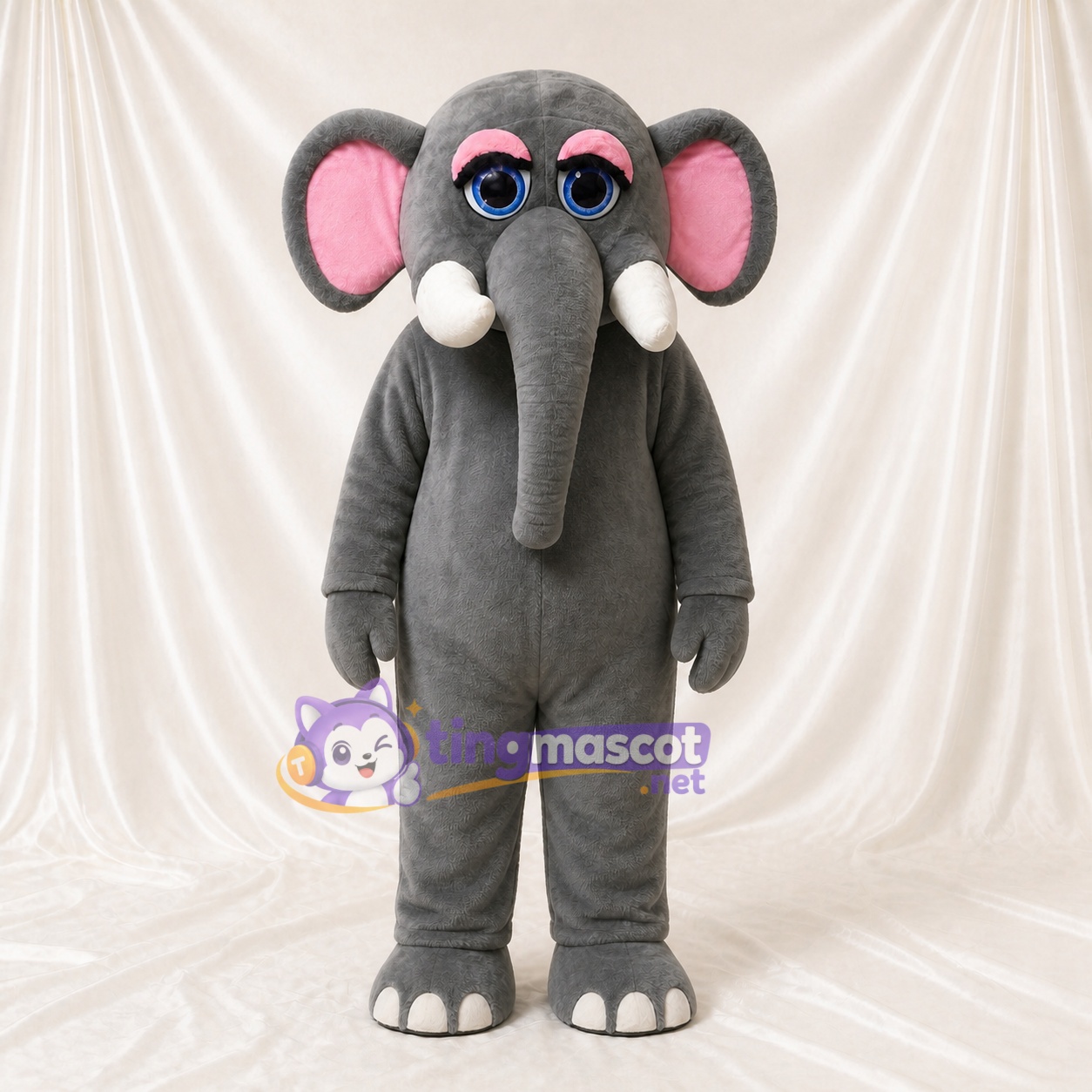 Éléphant Gris Classique Costume de mascotte intégral pour adultes Zoos Éléphant Gris Classique Costume de mascotte intégral pour adultes Zoos