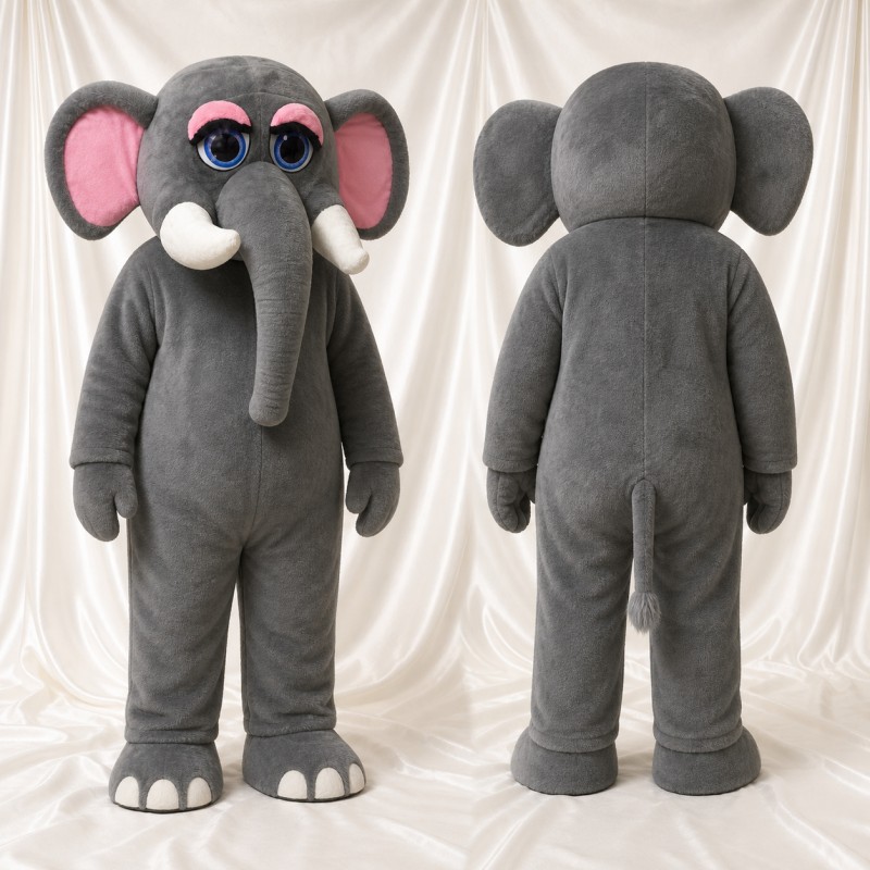 Classic Gray Elephant Mascot Costume Full Body for Adults Zoos