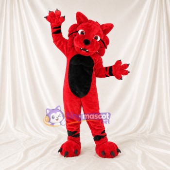 Red Wildcat Mascot Costume Full Body for Adults Sports Events