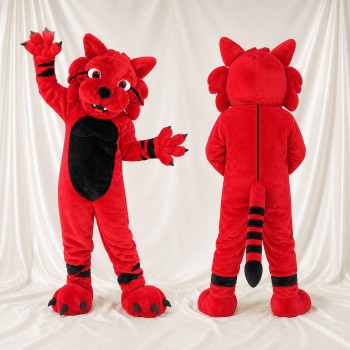 Red Wildcat Mascot Costume Full Body for Adults Sports Events