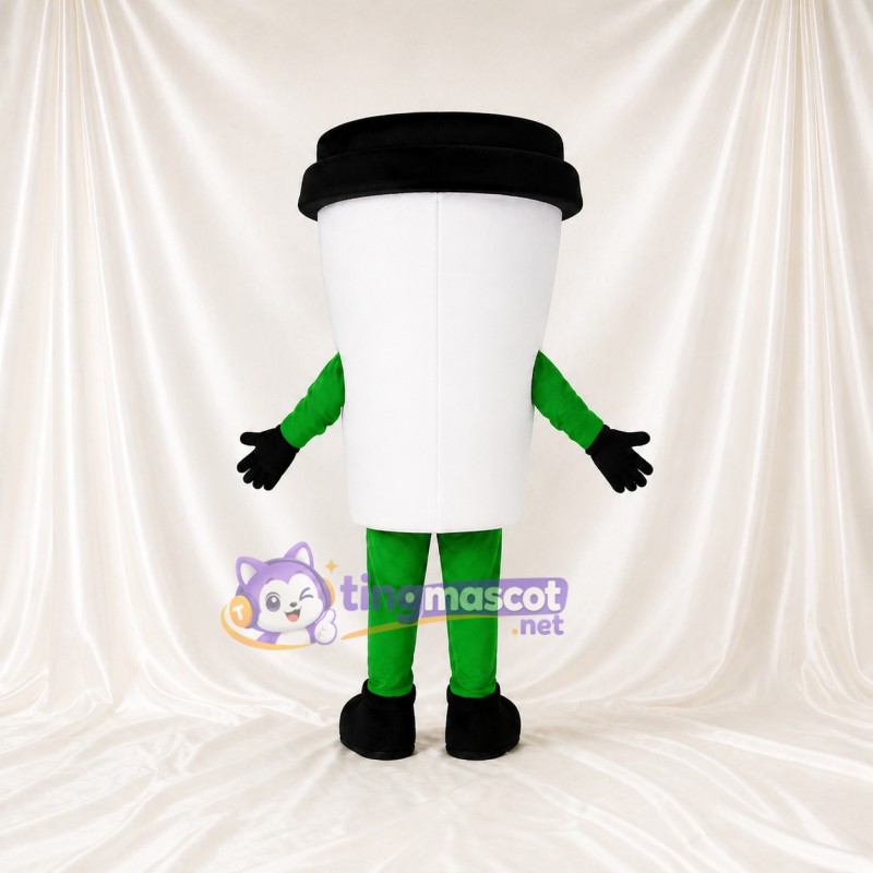 White Coffee Cup Mascot Costume Full Body for Adults Food Events