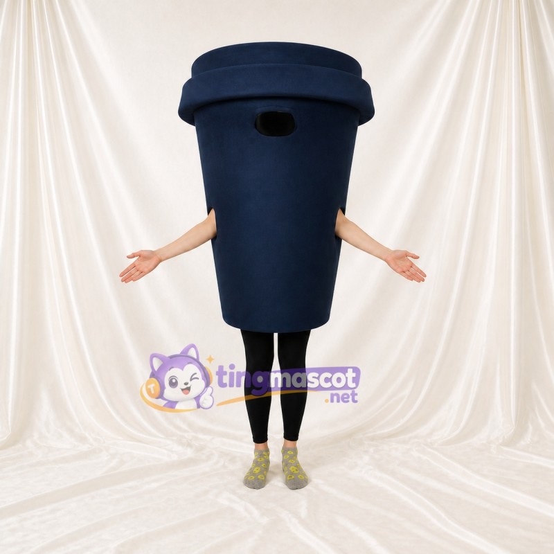 Navy Coffee Cup Mascot Costume Full Body for Adults Food Events