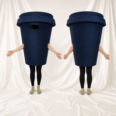 Navy Coffee Cup Mascot Costume Full Body for Adults Food Events