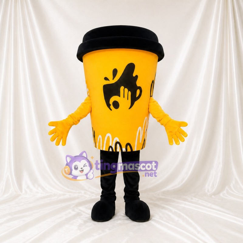 Orange Coffee Cup Mascot Costume Full Body for Adults Food Events